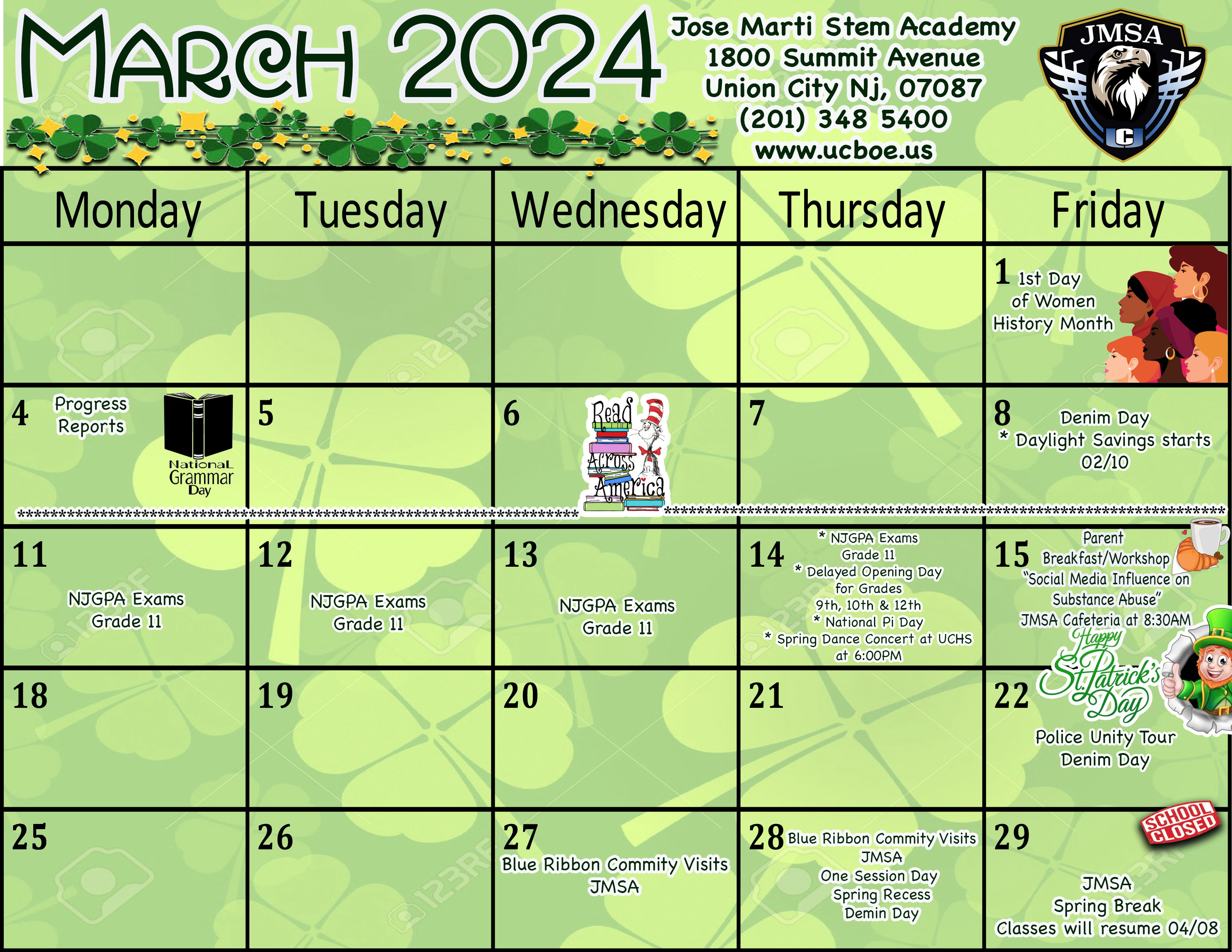March 2024 Calendar-JMSA